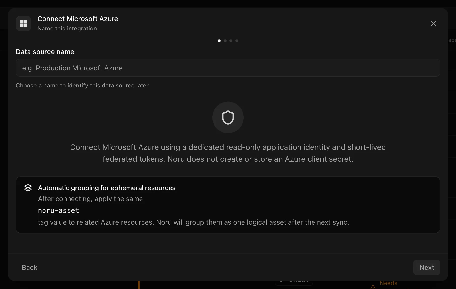 Connect Microsoft Azure dialog on the Setup step