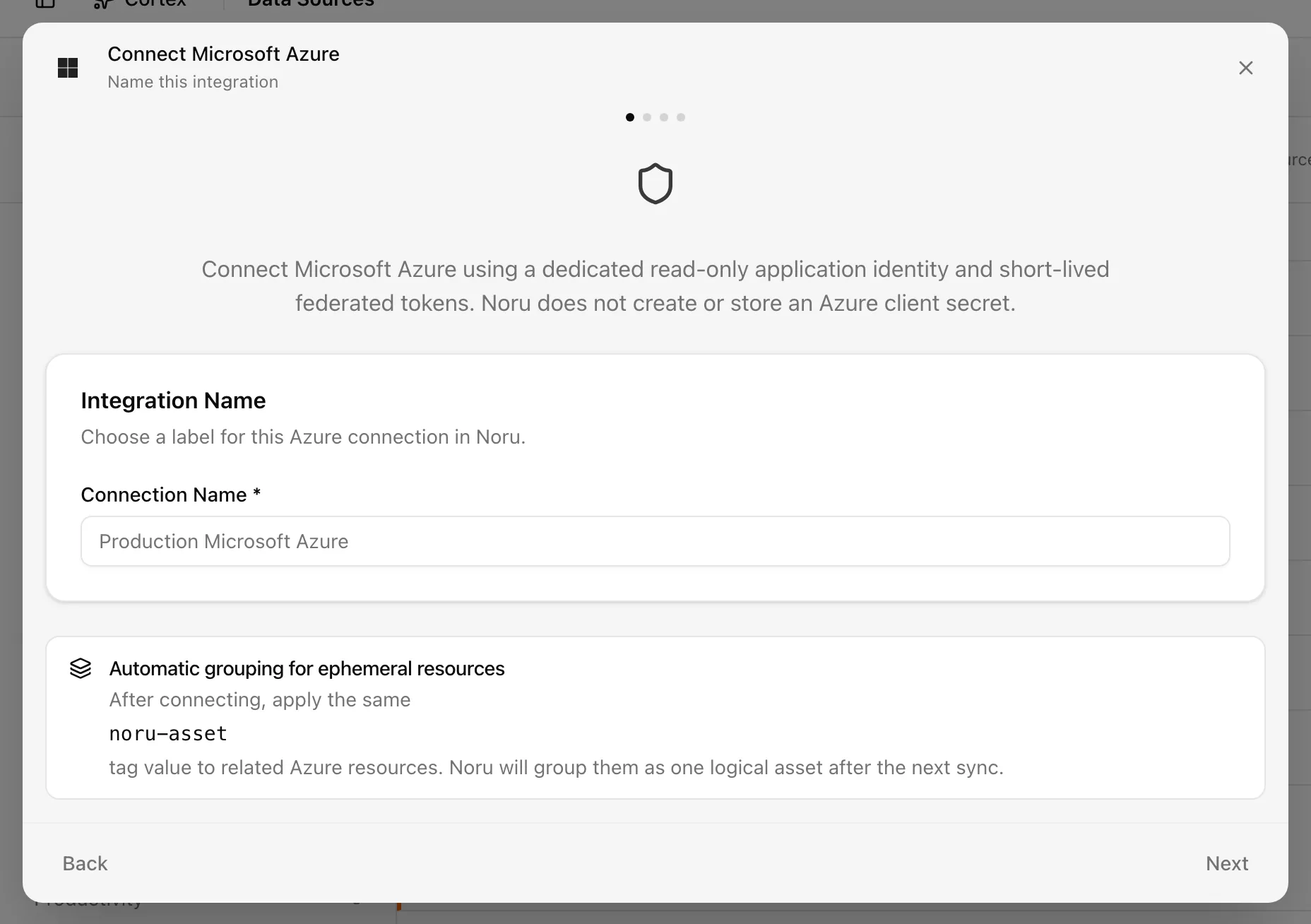 Microsoft Azure connect dialog on the Cloud Shell step