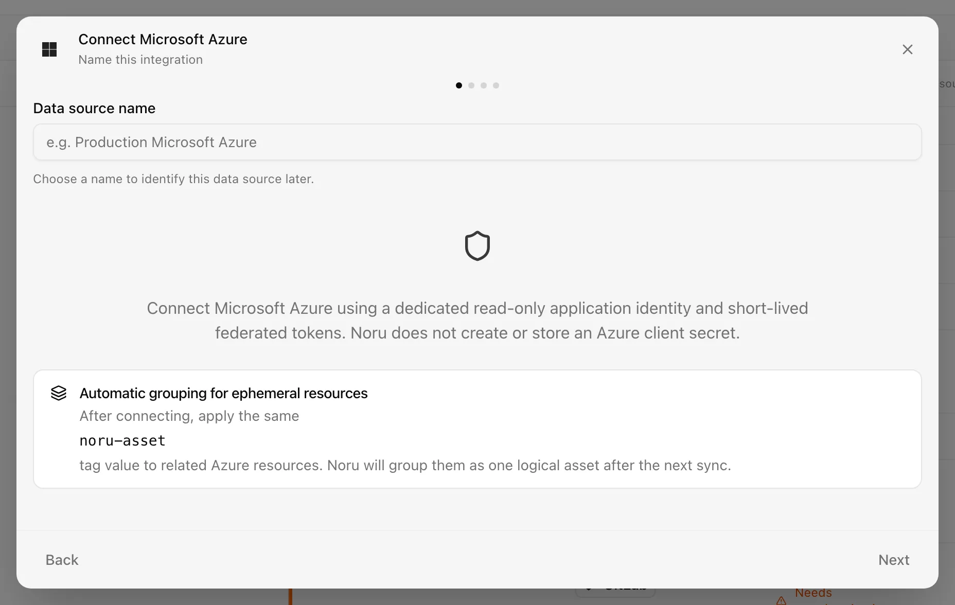 Connect Microsoft Azure dialog on the Setup step