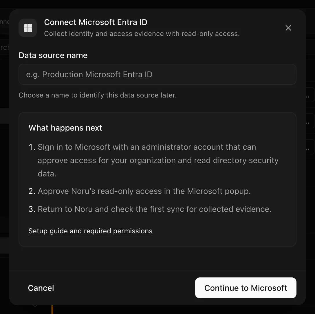 Connect Microsoft Entra ID dialog with connection name