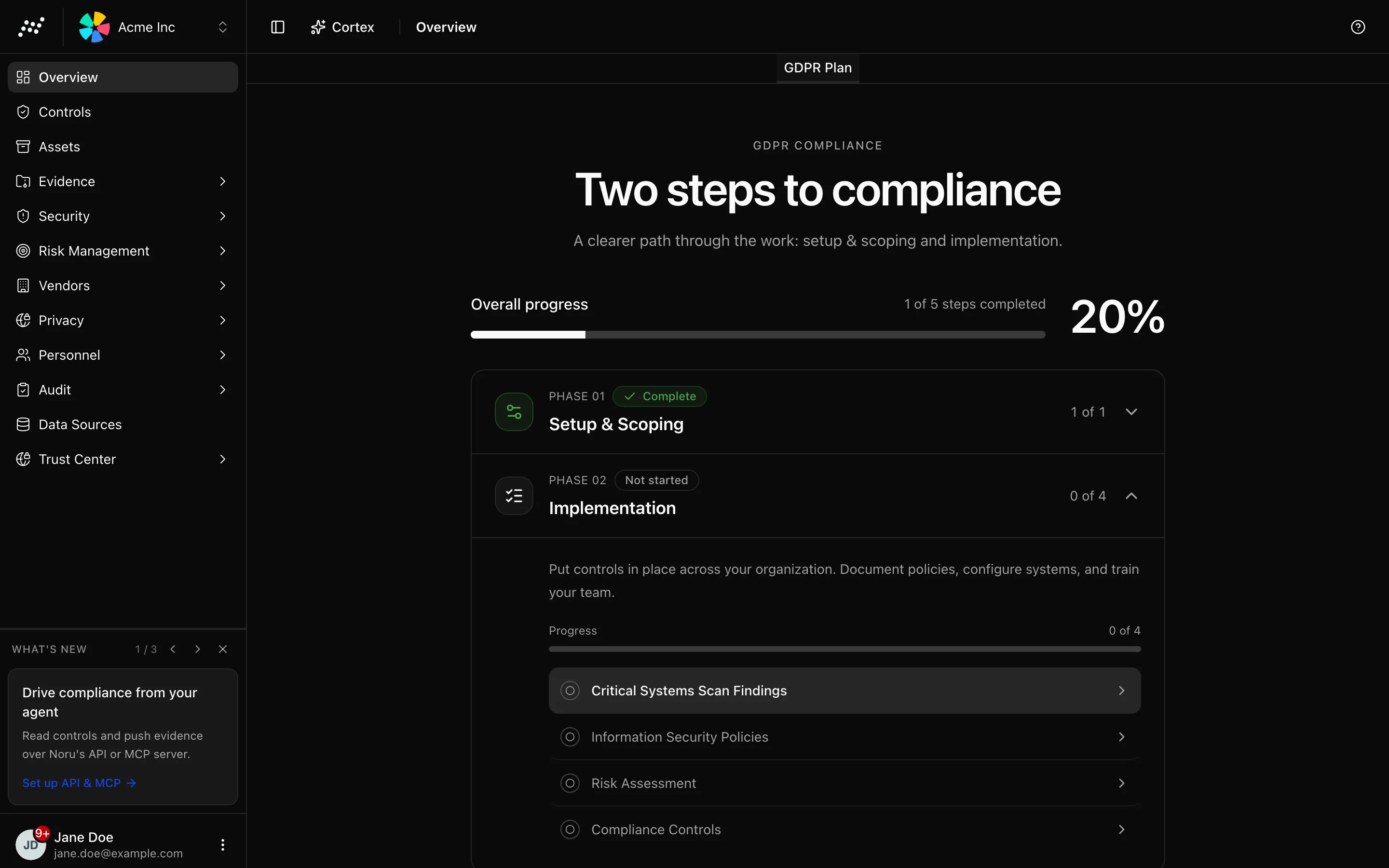 The Choose an organization page listing two organizations