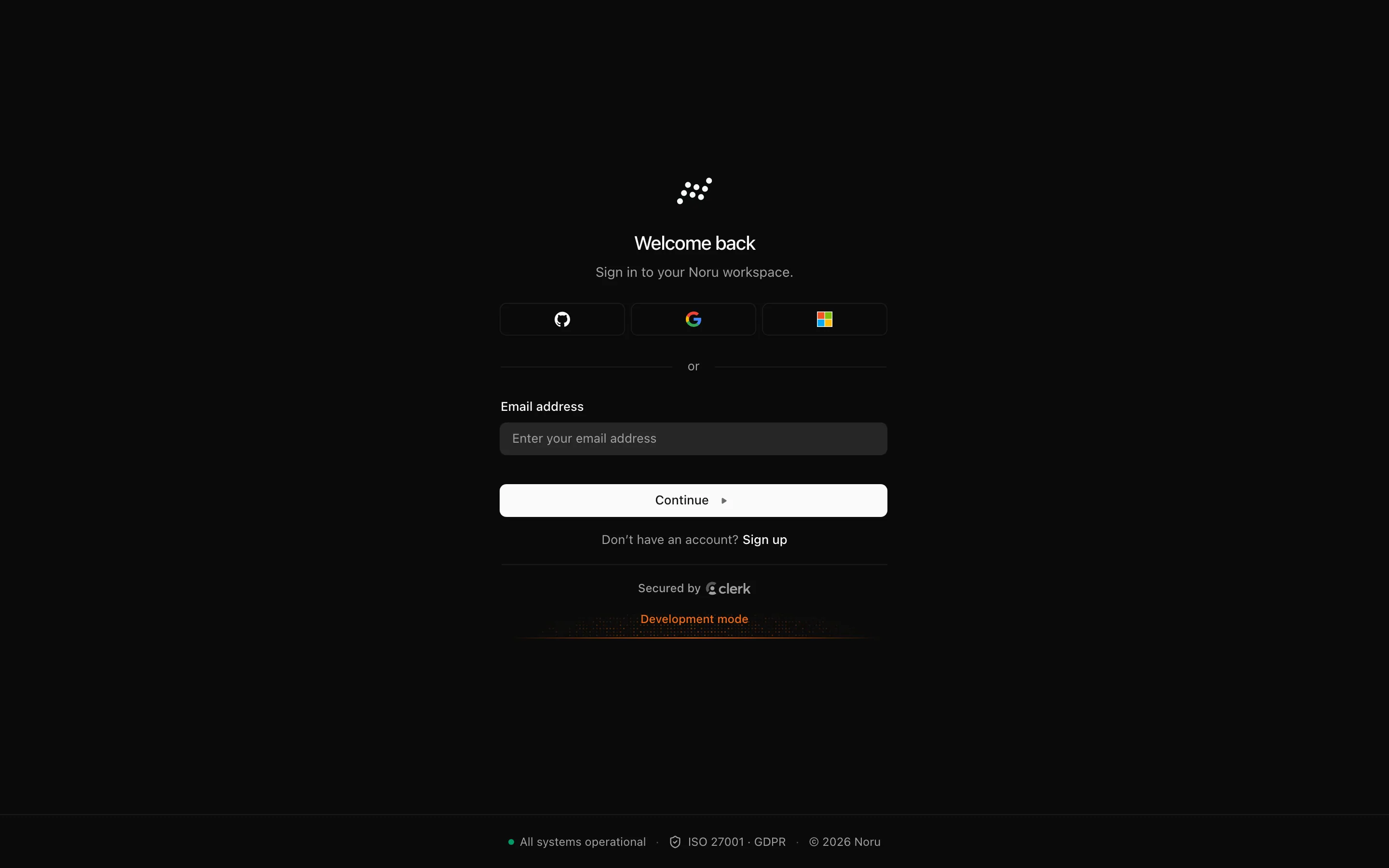 The sign-in page with the Welcome back heading and the sign-in form