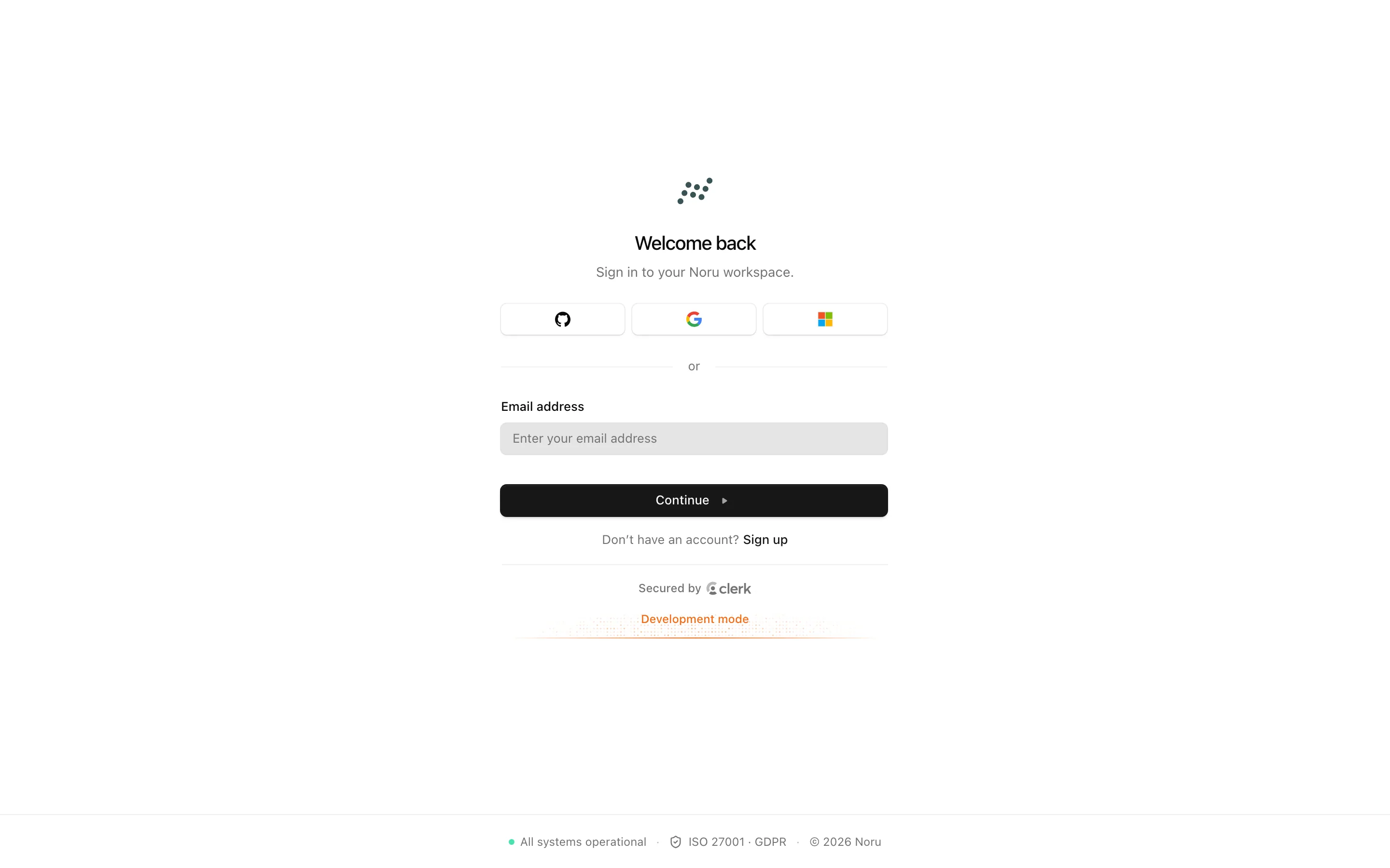 The sign-in page with the Welcome back heading and the sign-in form