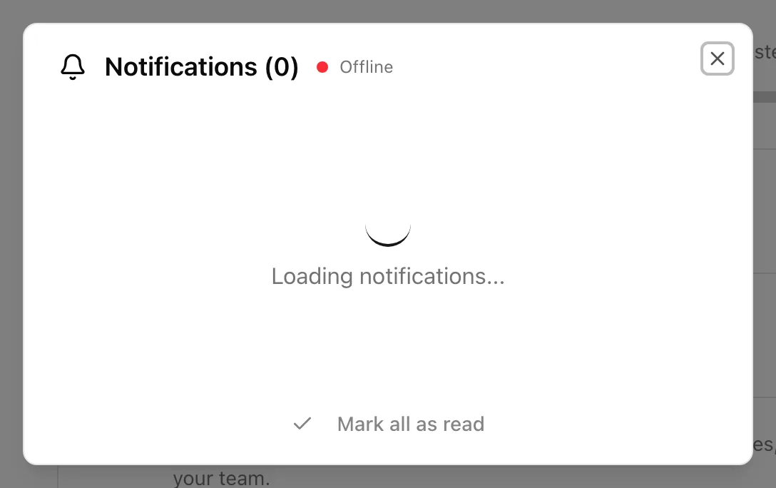 Notifications modal with a Live indicator, a Running Jobs section, and a list of notifications