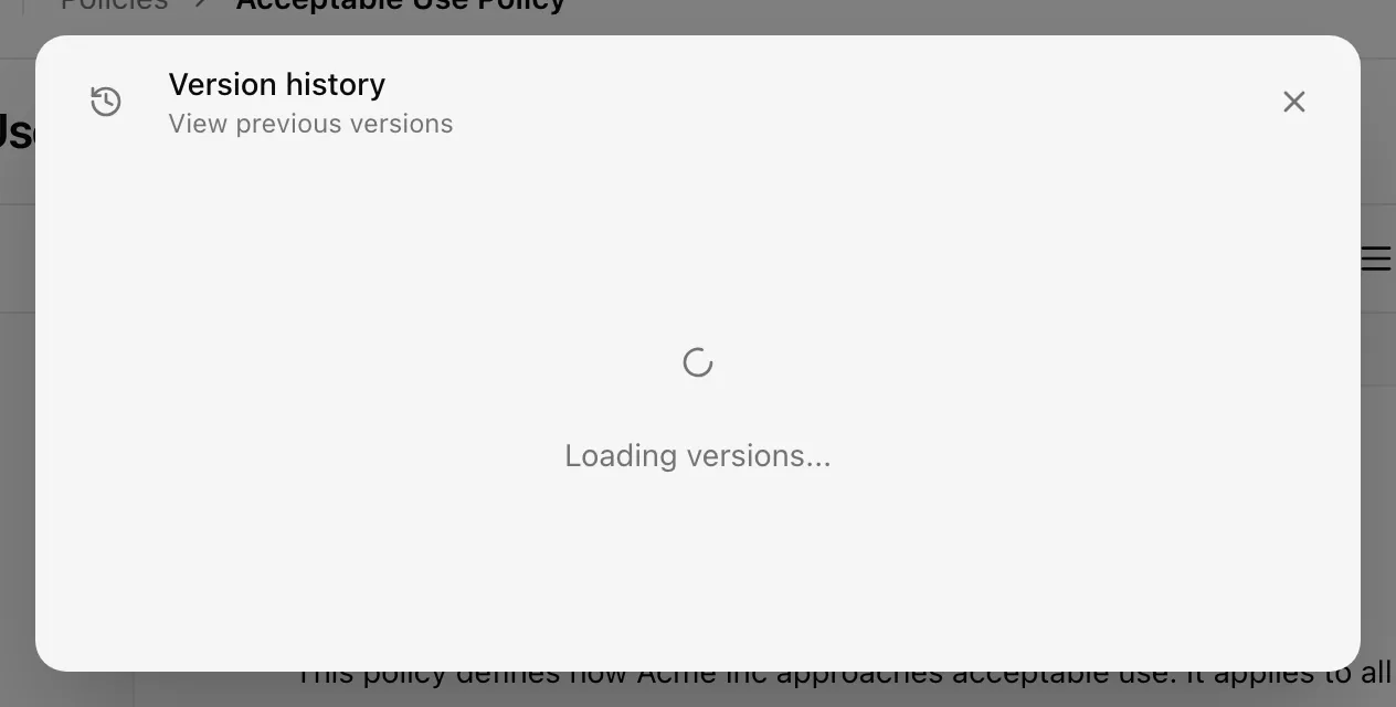 The versions dialog listing numbered versions with dates and a Restore This Version action